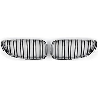 M-Look nierroosters (hoogglans zwart met chroomrand) BMW 6-serie F12/F13/F06 2011–2018 foto 2