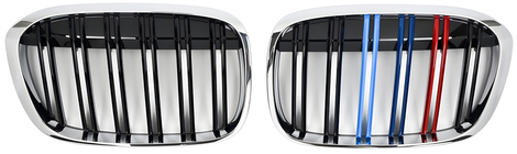 BMW X1 F48 2015–2022 M-Look nierengrilles (2015-2019, M-Color met chromen omlijsting) foto 2