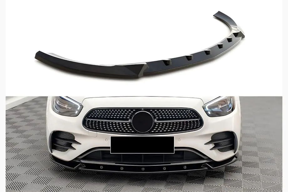 Mercedes E-class W213 2016–2023 DPT voorbumper lipspoiler (voor AMG-Line, 2020-2023, hoogglans zwart) Image