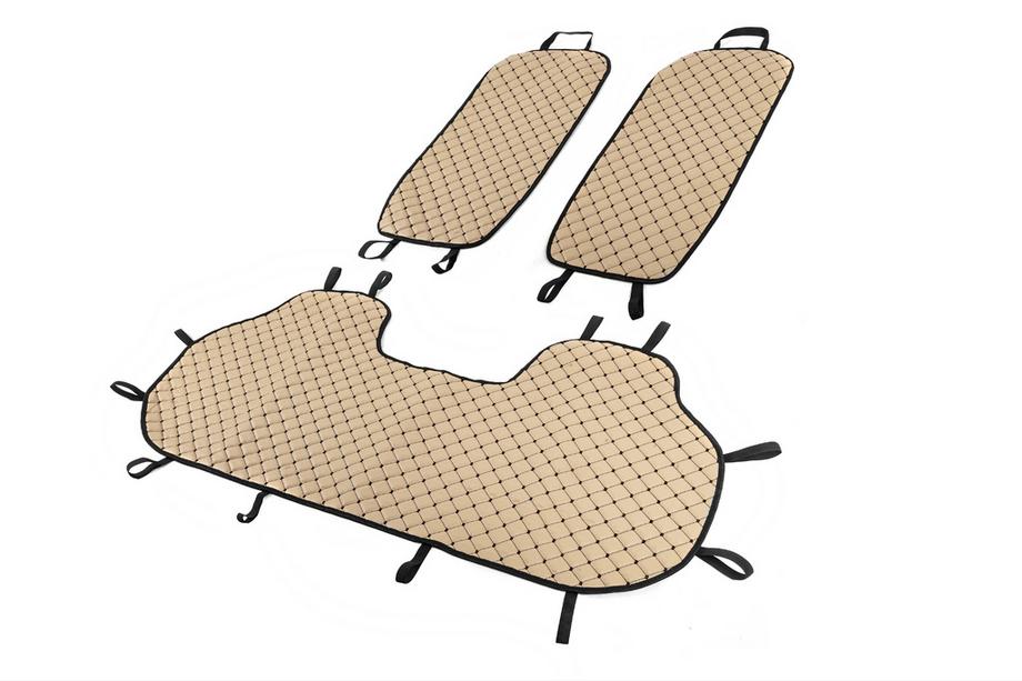 Achterbankhoezen (set, beige met zwart stiksel) Foto 2