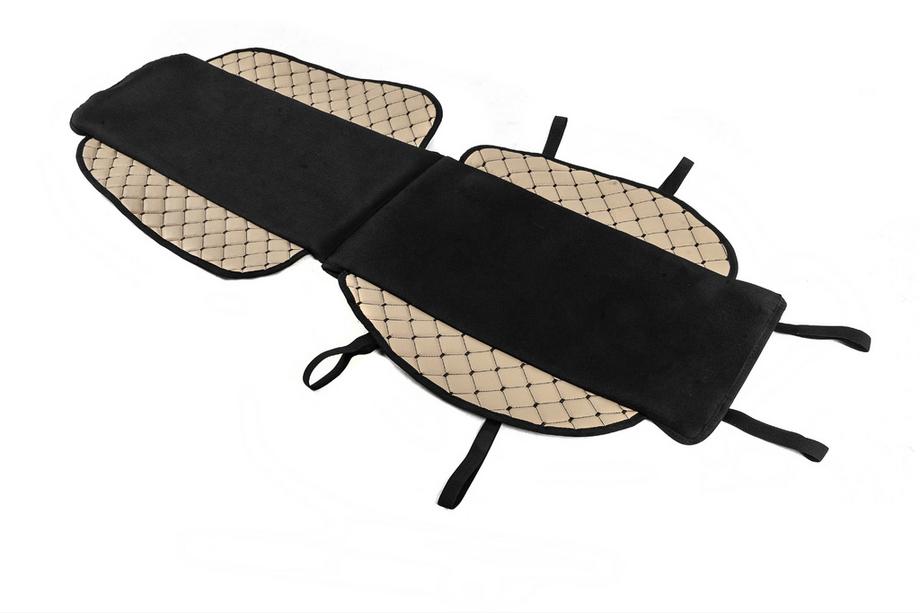 Stoelhoes van ECO-leer en stof (1 st., beige met zwart stiksel + stof) Foto 2