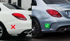 Mercedes C-klasse W205 2014–2021 Achterdiffuser met uitlaatsierstukken Silver (C63 design 2018-2021) foto 2