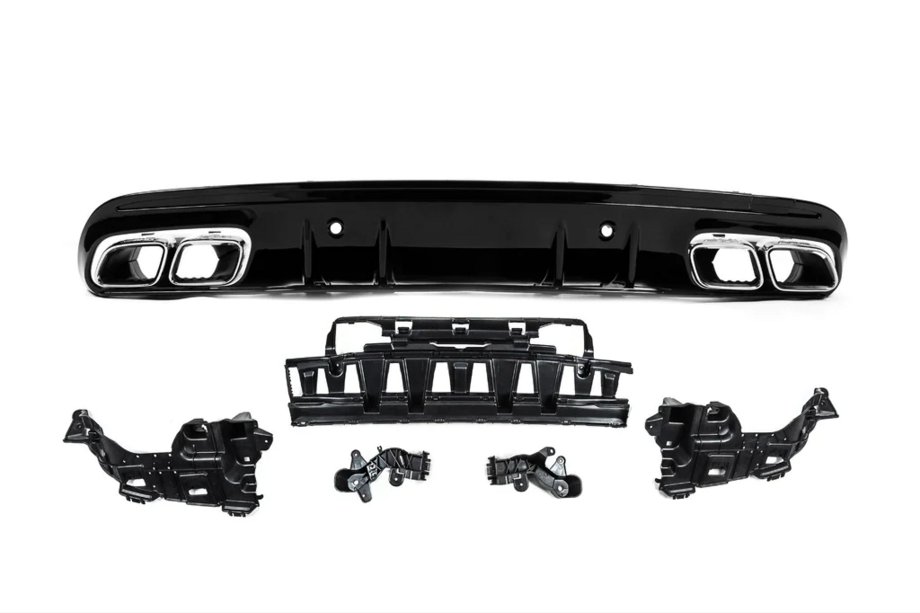 Mercedes C-klasse W205 2014–2021 Achterdiffuser met uitlaatsierstukken Silver (C63 design 2018-2021) Foto 4