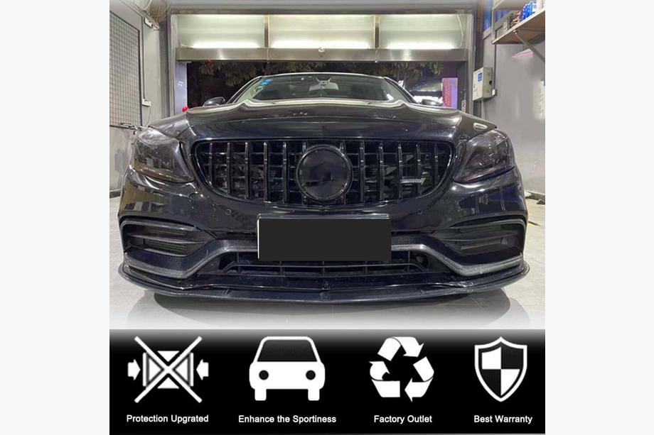 Mercedes C-klasse W205 2014–2021 Voorbumper lip Lip V1 (voor coupé/cabriolet C63 AMG 2015-2019, carbon) Foto 2
