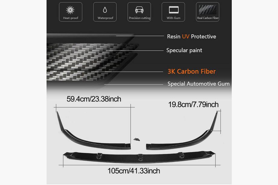Mercedes C-klasse W205 2014–2021 Voorbumper lip Lip V1 (voor coupé/cabriolet C63 AMG 2015-2019, carbon) Foto 4