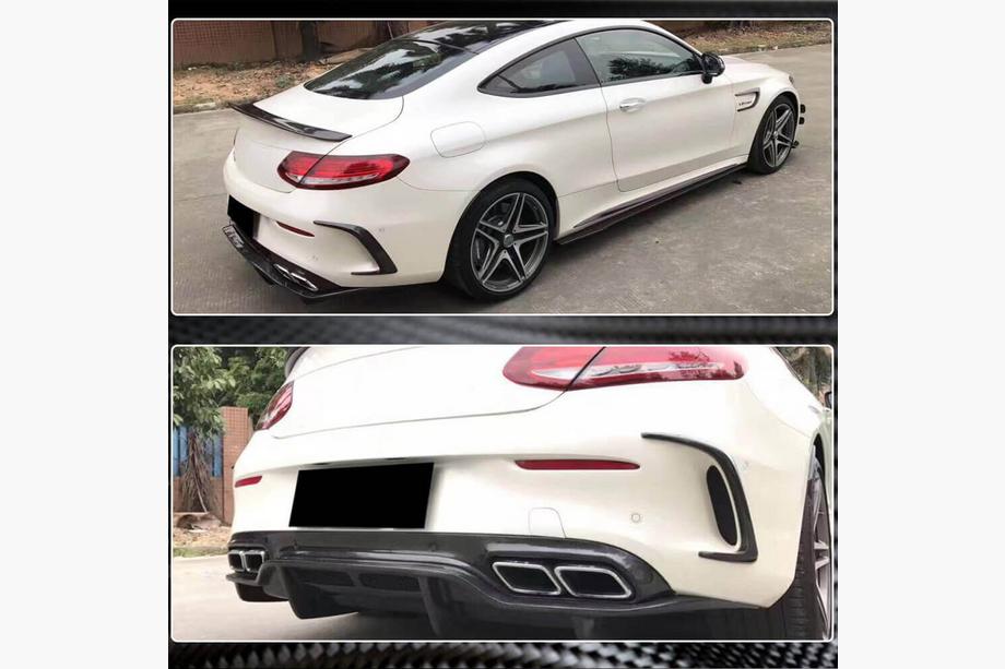 Mercedes C-klasse W205 2014–2021 Carbon achterbumper afdeklijsten (voor Coupé/Cabriolet C63 AMG 2015-2019) Foto 3