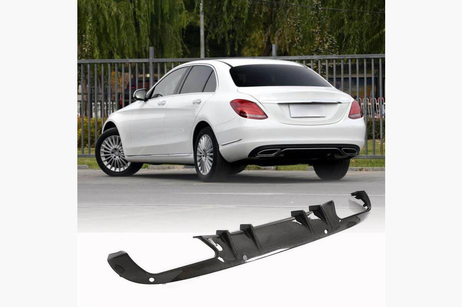 Mercedes C-klasse W205 2014–2021 Achterbumper diffuser (voor SD Base 2015-2019, carbon) Foto 1