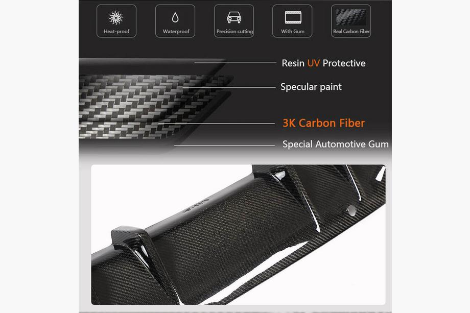 Mercedes C-klasse W205 2014–2021 Achterbumper diffuser (voor SD Base 2015-2019, carbon) Foto 5