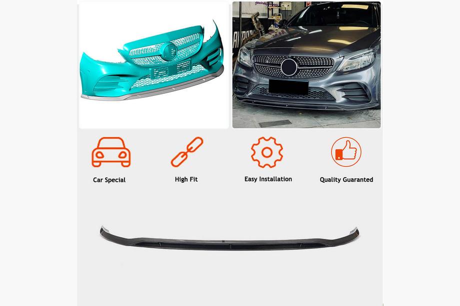 Mercedes C-klasse W205 2014–2021 Carbon voorbumper lip (2019-2021, Carbon) Foto 2
