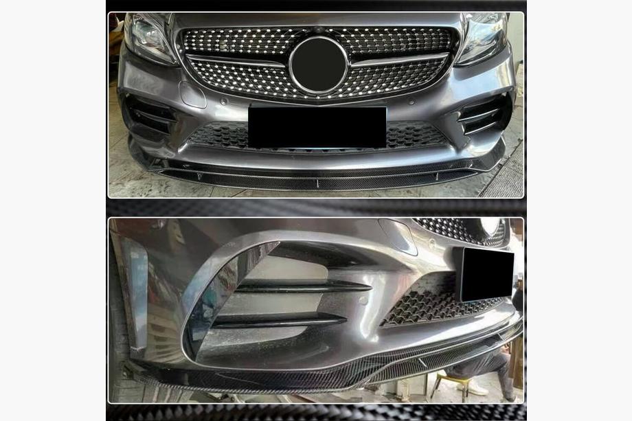 Mercedes C-klasse W205 2014–2021 Carbon voorbumper lip (2019-2021, Carbon) Foto 4
