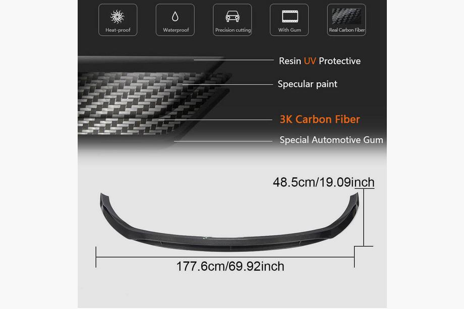 Mercedes C-klasse W205 2014–2021 Carbon voorbumper lip (2019-2021, Carbon) Foto 6
