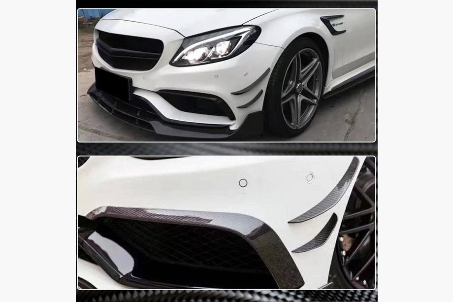Mercedes C-klasse W205 2014–2021 Carbon voorbumper lip (voor C63 AMG 2015-2019) Foto 4