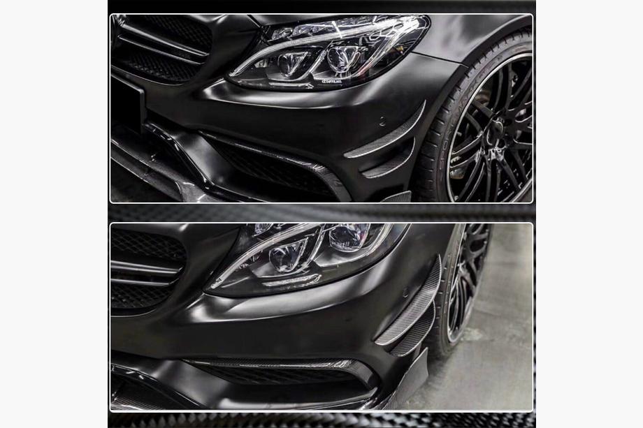 Mercedes C-klasse W205 2014–2021 Carbon voorbumper lip (voor C63 AMG 2015-2019) Foto 5