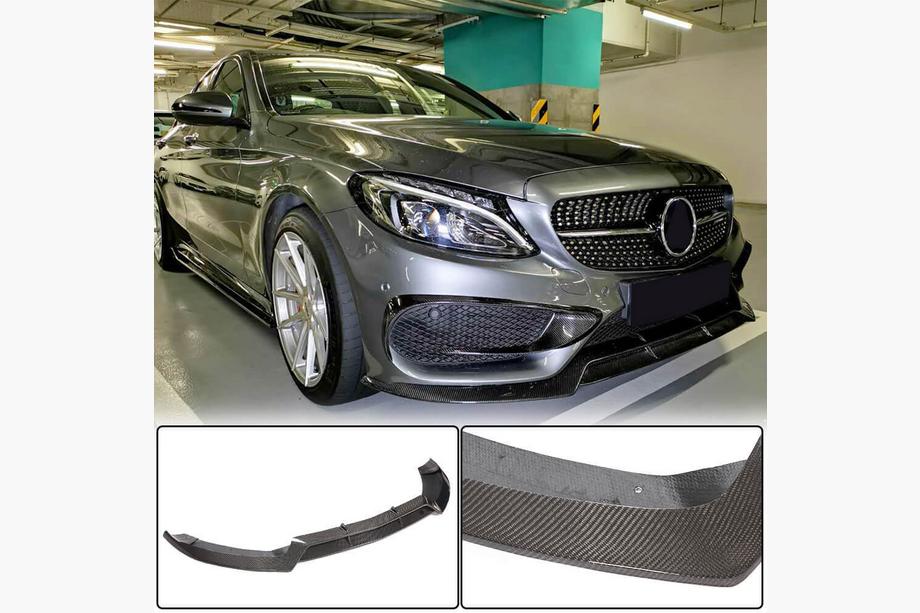 Mercedes C-klasse W205 2014–2021 Voorbumper lip Lip V1 (voor C43 AMG 2015-2019, carbon) Image