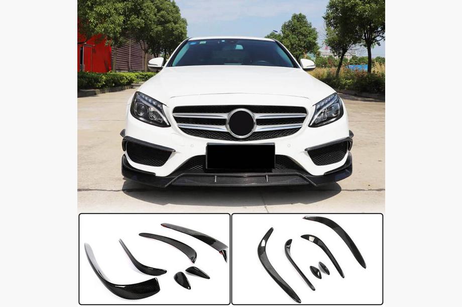 Mercedes C-klasse W205 2014–2021 Carbon voorbumper inserts (voor C43 AMG 2015-2019) Foto 1