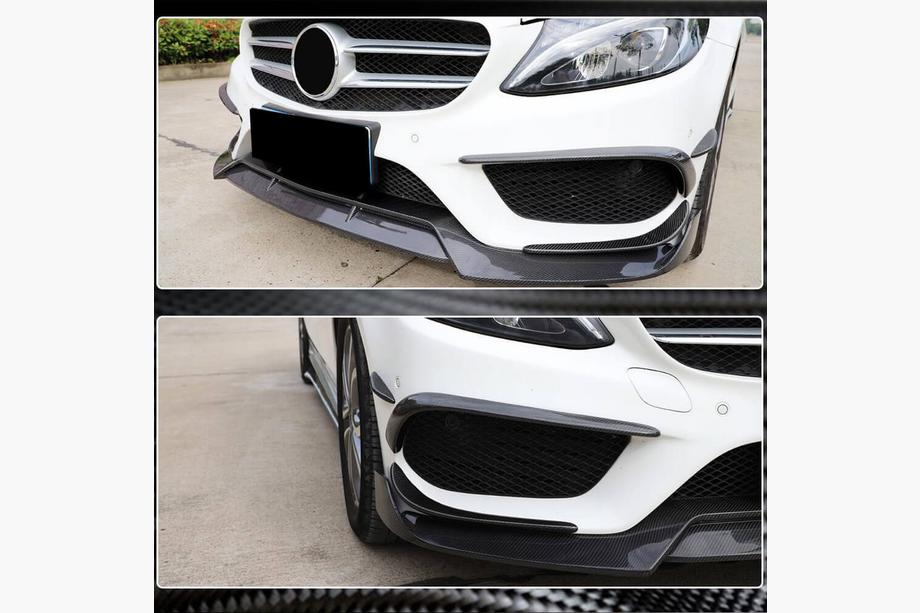 Mercedes C-klasse W205 2014–2021 Carbon voorbumper inserts (voor C43 AMG 2015-2019) Foto 3