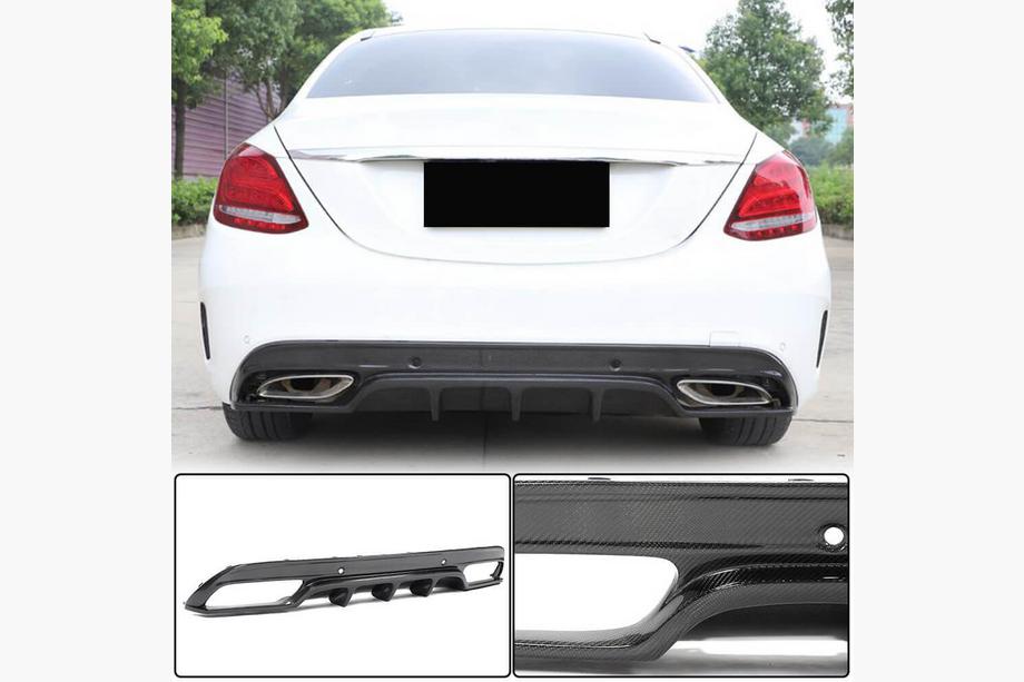 Mercedes C-klasse W205 2014–2021 Achterbumper diffuser (voor SD C43/C63 AMG 2015-2019, carbon) Image