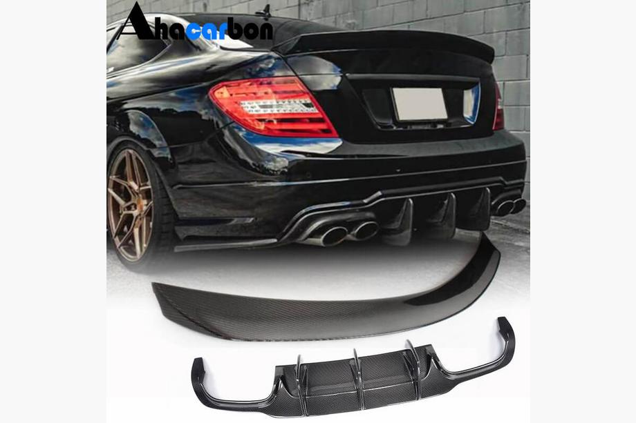 Mercedes C-klasse W204 2007–2015 Achterbumper spoiler met diffuser (voor C63 AMG 2012-2014, carbon) Image