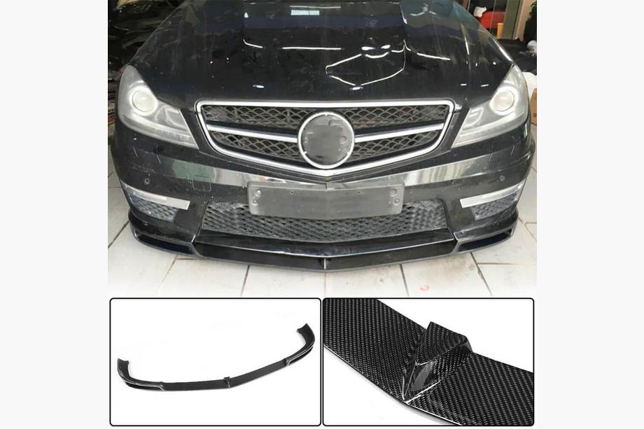 Mercedes C-klasse W204 2007–2015 Frontbumper lip Lip V1 (voor AMG 2012-2014, carbon) Foto 1