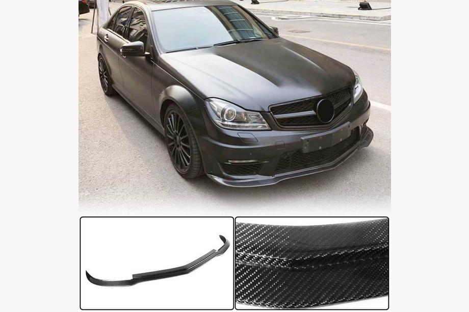 Mercedes C-klasse W204 2007–2015 Voorbumper lip Lip V3 (voor AMG 2012-2014, carbon) Foto 1