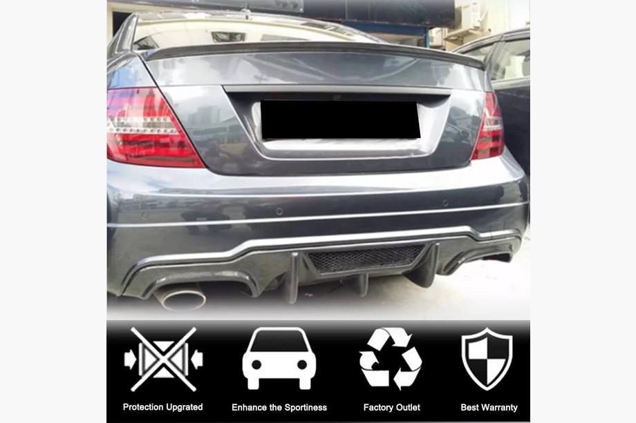Mercedes C-klasse W204 2007–2015 Achterbumper diffuser V4 (voor AMG SD/Coupe 2012-2014, carbon) Foto 2