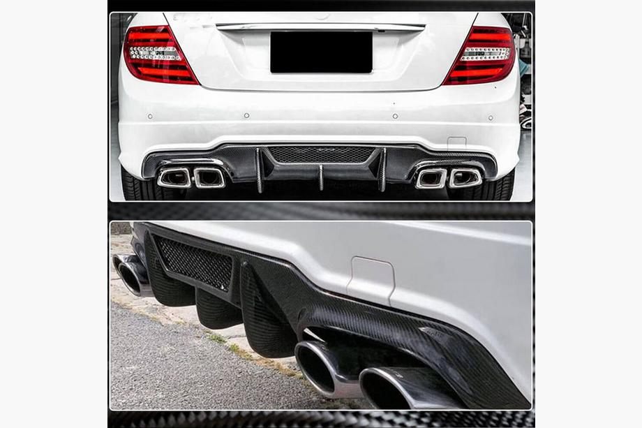 Mercedes C-klasse W204 2007–2015 Achterbumper diffuser V4 (voor AMG SD/Coupe 2012-2014, carbon) Foto 3