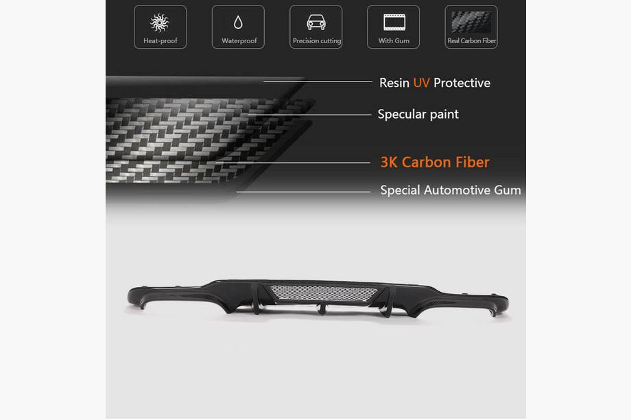 Mercedes C-klasse W204 2007–2015 Achterbumper diffuser V4 (voor AMG SD/Coupe 2012-2014, carbon) Foto 5