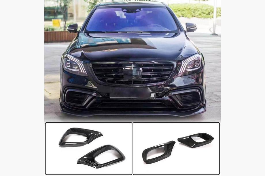 Mercedes S-Class W222 2013–2022 Carbon inzetstukken voorbumper (voor AMG 2018-2021) Foto 1
