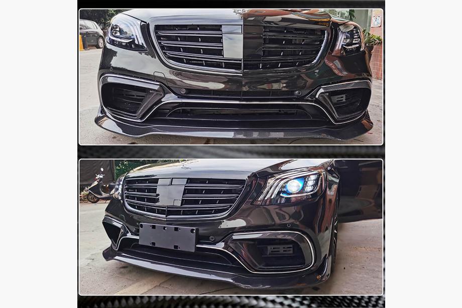 Mercedes S-Class W222 2013–2022 Carbon inzetstukken voorbumper (voor AMG 2018-2021) Foto 4