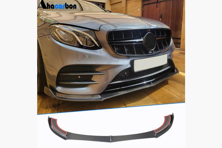 Mercedes E-class W213 2016–2023 Voorbumper lip Lip V1 (voor AMG-Line / E43 AMG 2016-2019, carbon) Image