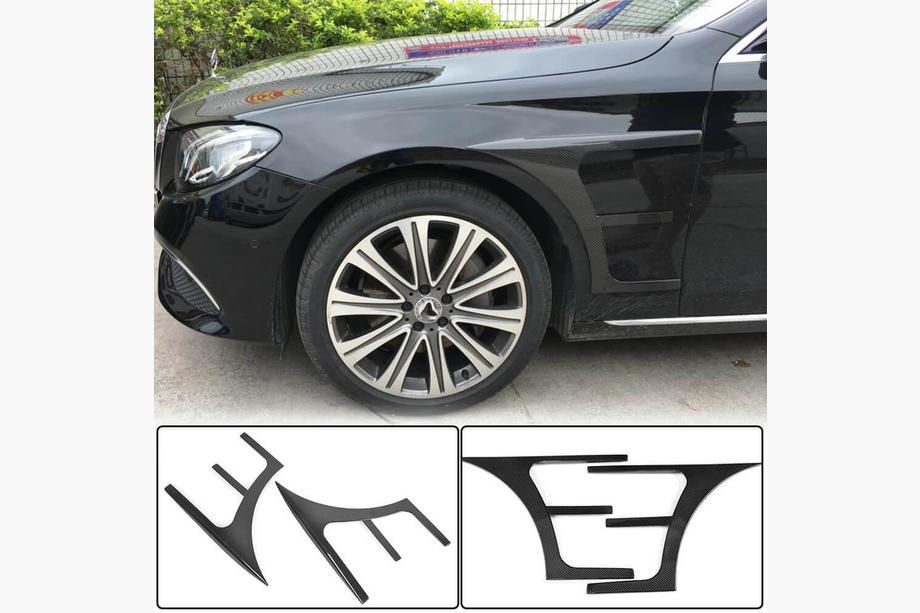 Mercedes E-class W213 2016–2023 Carbon spatbordcovers voor voorspatborden (AMG-Line/E43 AMG 2016-2019, Carbon) Foto 1