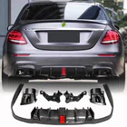 Mercedes E-class W213 2016–2023 Achterbumperdiffuser met uitlaatsierstukken V2 (voor AMG/AMG-Line 2016-2019, carbon) foto 1