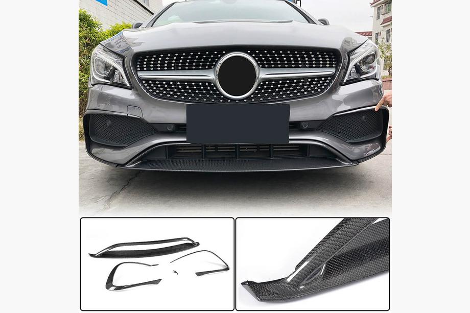 Mercedes CLA C117 2013–2019 Carbon frontbumper lip (voor AMG-Line SD 2017-2019, carbon) Foto 1