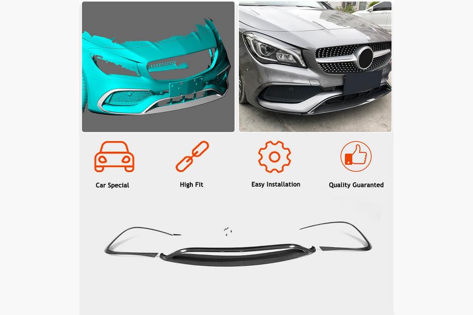 Mercedes CLA C117 2013–2019 Carbon frontbumper lip (voor AMG-Line SD 2017-2019, carbon) Foto 2