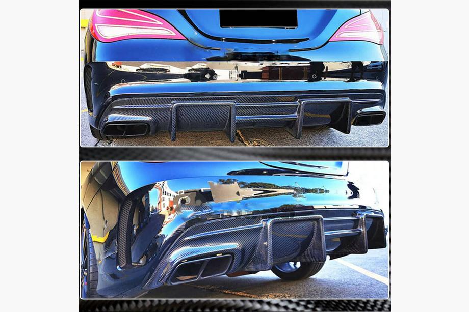 Mercedes CLA C117 2013–2019 Achterbumper diffuser V1 (voor AMG-Line / CLA45 AMG, carbon) Foto 4