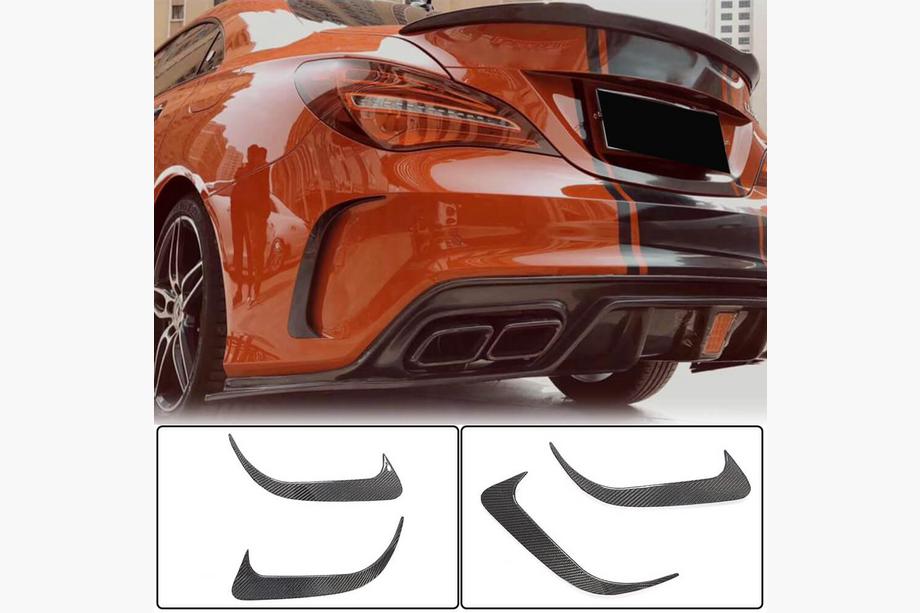 Mercedes CLA C117 2013–2019 Achterbumper afdeklijsten V1 (voor AMG-Line / CLA45 AMG SD, carbon) Foto 1