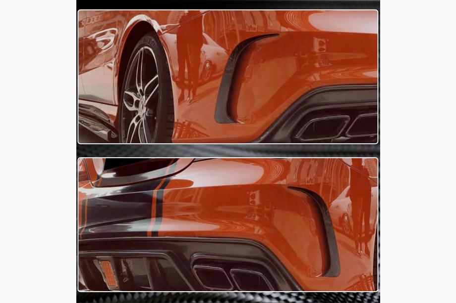 Mercedes CLA C117 2013–2019 Achterbumper afdeklijsten V1 (voor AMG-Line / CLA45 AMG SD, carbon) Foto 4