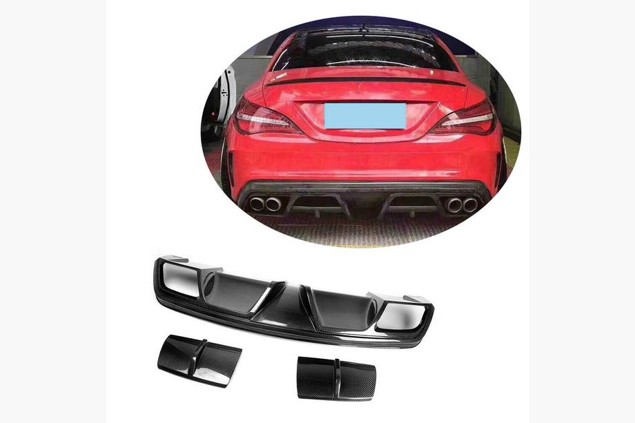 Mercedes CLA C117 2013–2019 Achterbumper diffuser V1 (voor AMG-Line / CLA45 AMG 2013-2016, carbon) Image