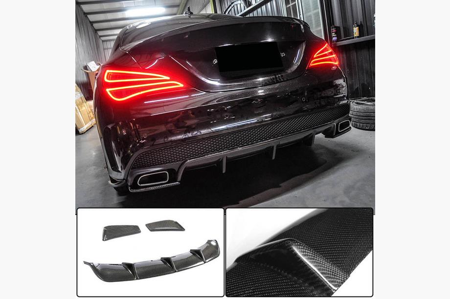 Mercedes CLA C117 2013–2019 Achterbumper diffuser V2 (voor AMG-Line / CLA45 AMG 2013-2016, carbon) Image