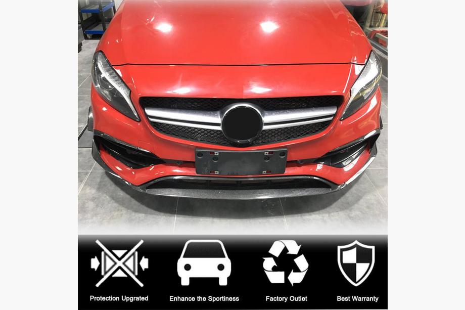 Mercedes A-Klasse W176 2012–2018 Carbon frontbumper lip (voor AMG-Line / A45 AMG HB 2016-2018, carbon) Foto 2