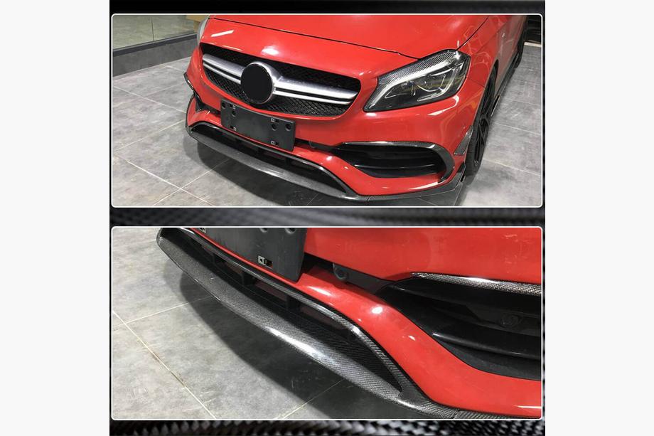 Mercedes A-Klasse W176 2012–2018 Carbon frontbumper lip (voor AMG-Line / A45 AMG HB 2016-2018, carbon) Foto 4