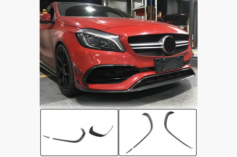 Mercedes A-Klasse W176 2012–2018 Carbon frontbumper lip (voor AMG-Line / A45 AMG HB 2016-2018, carbon) Foto 6