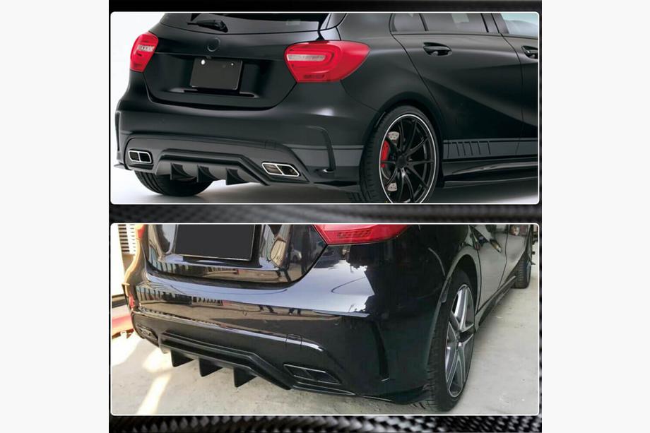 Mercedes A-Klasse W176 2012–2018 Achterbumper flaps Flap (voor AMG-Line / A45 AMG HB, carbon) Foto 3