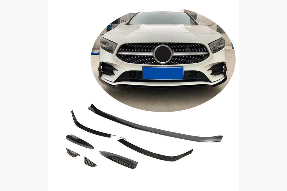 Mercedes A-Klasse W177 2018– Frontlip voor voorbumper Lip V1 (voor AMG-Line SD 2018-2021, carbon) Image