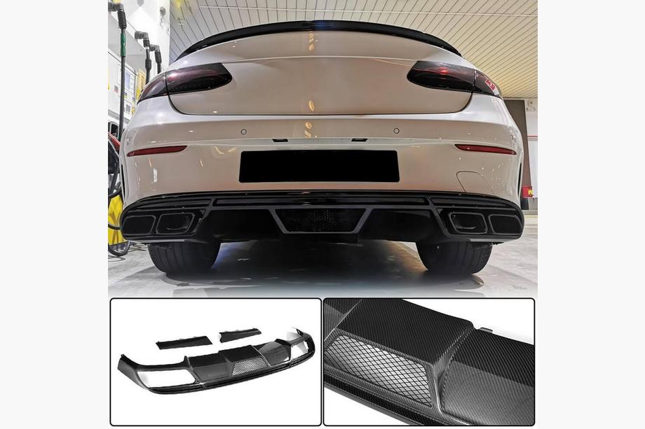 Mercedes E-Klasse Coupé C238 2016–2024 Achterbumper diffuser V1 (voor AMG-Line 2017-2019, carbon) Foto 1