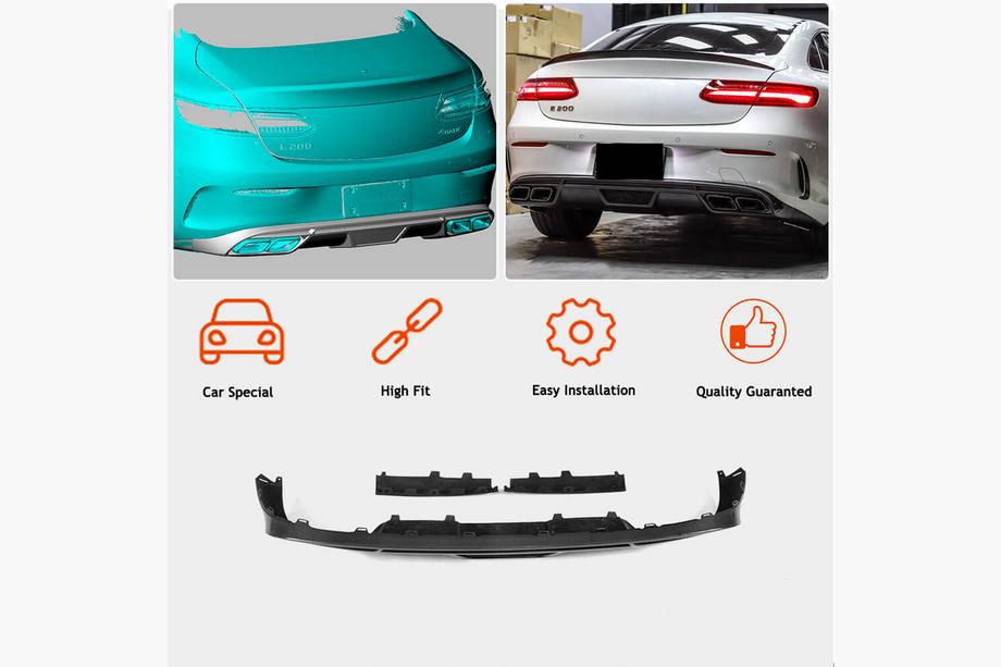 Mercedes E-Klasse Coupé C238 2016–2024 Achterbumper diffuser V1 (voor AMG-Line 2017-2019, carbon) Foto 2