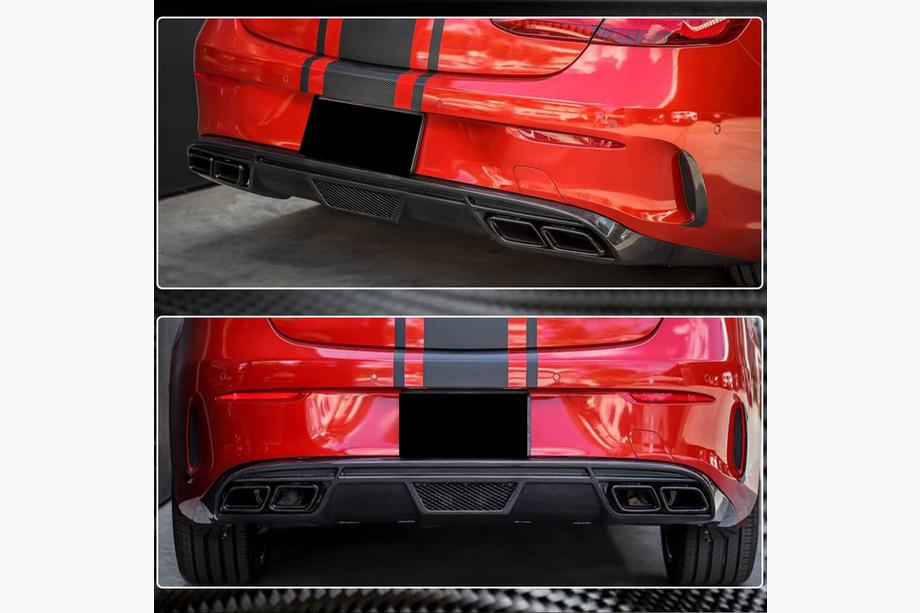 Mercedes E-Klasse Coupé C238 2016–2024 Achterbumper diffuser V1 (voor AMG-Line 2017-2019, carbon) Foto 4