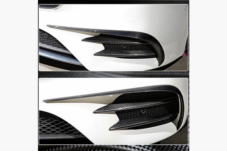 Mercedes E-Klasse Coupé C238 2016–2024 Carbon lijsten voor de voorbumper (voor AMG / AMG-Line 2017-2019) Foto 4