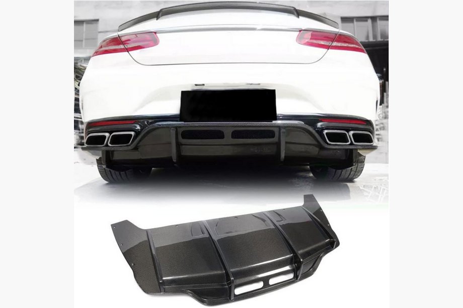 Mercedes S-class C217 Coupé 2014–2020 Achterbumper diffuser (voor AMG-Line 2015-2018, Carbon) Image