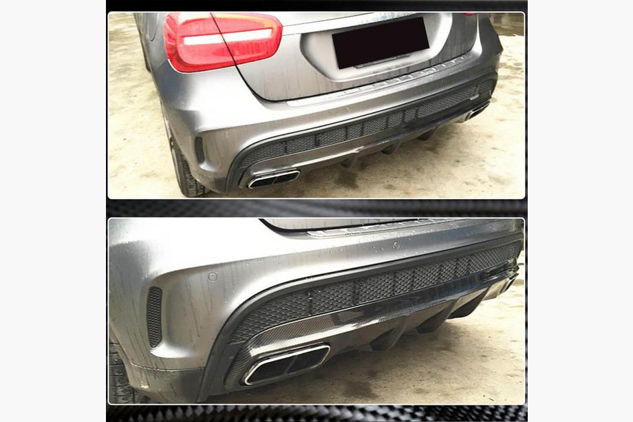 Mercedes GLA X156 2014–2019 Achterbumper diffuser (voor GLA45 AMG, carbon) Foto 3